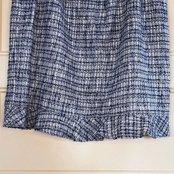 Talbots Woman Petites Blue Tweed Skirt with Ruffle Size 16WP - Picture 5 of 7